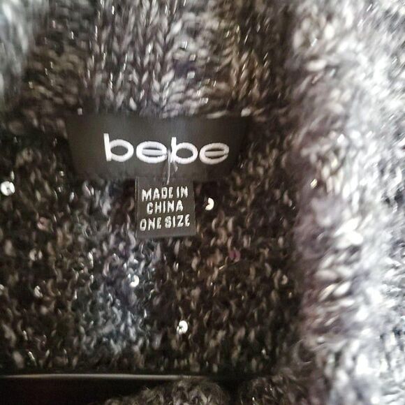 Bebe Womens Sweater Grey OS Turtleneck Cape Poncho	OS - Picture 3 of 7